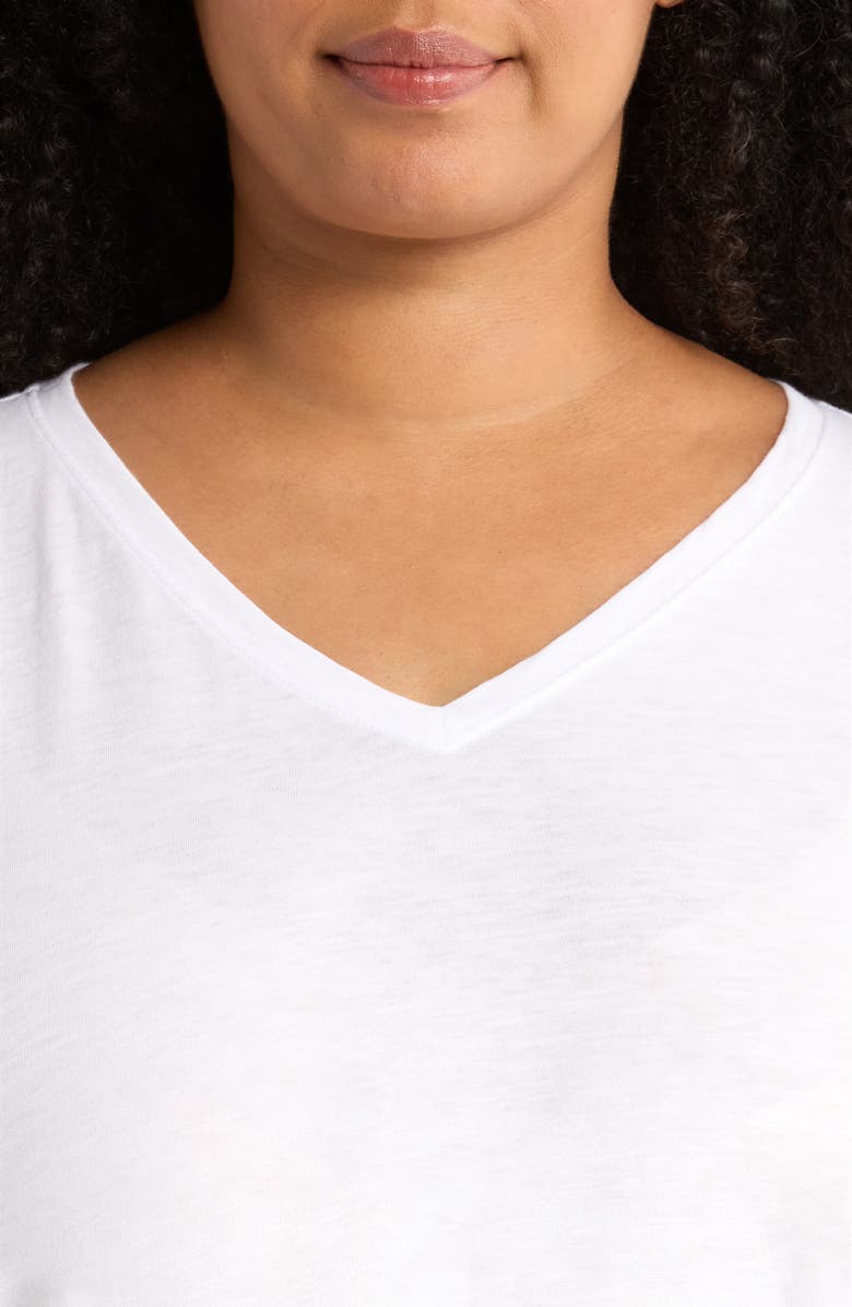 Eileen Fisher Easy V-Neck Long Sleeve Organic Cotton T-Shirt, Alternate, color, White