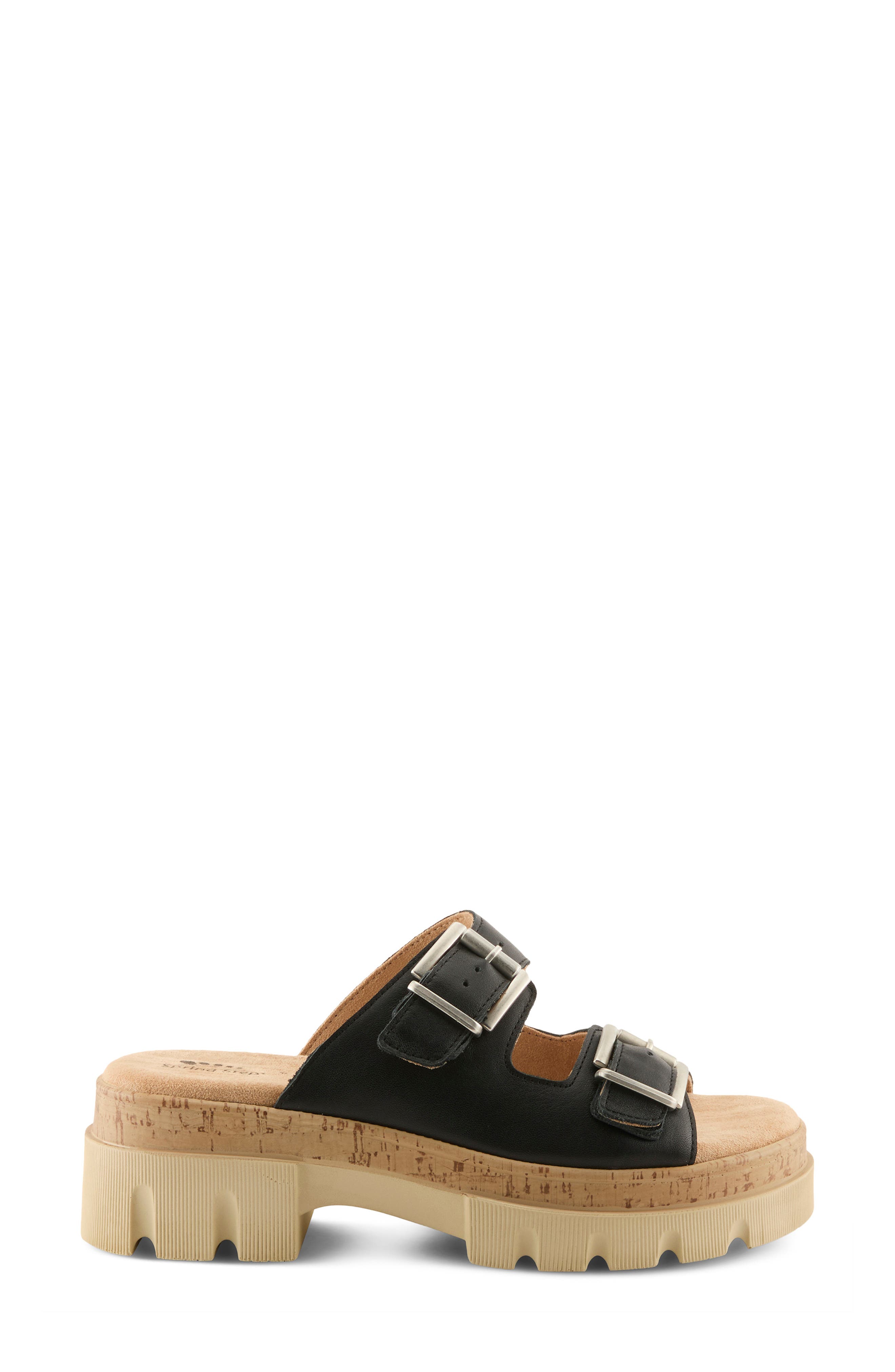 Spring Step Marbello Platform Slide Sandal, Alternate, color, Black