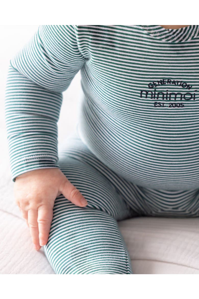 Baby and Toddler Stretchy Mini-Striped Cotton-Rich Footie, Alternate, color, Emerald Green