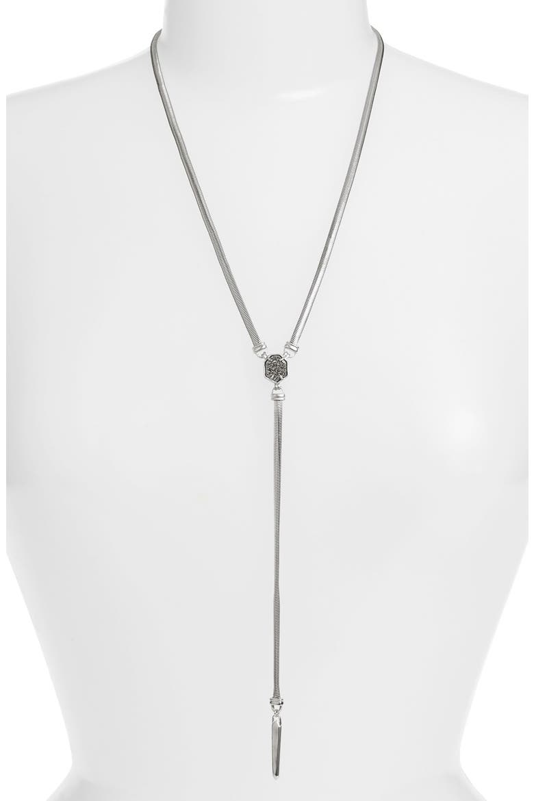 'Starla' Y-Necklace, Main, color, SILVER/ PLATINUM DRUSY