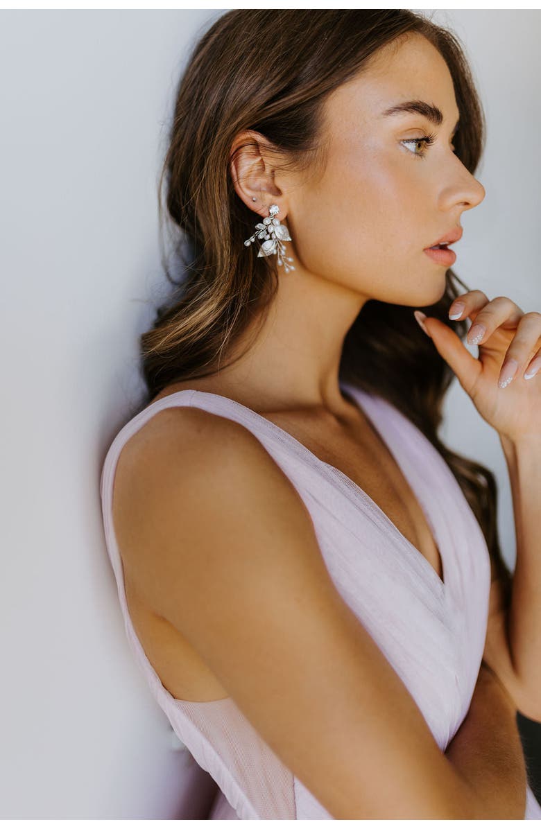 Untamed Petals Ryann Freshwater Pearl Drop Earrings, Alternate, color, Silver