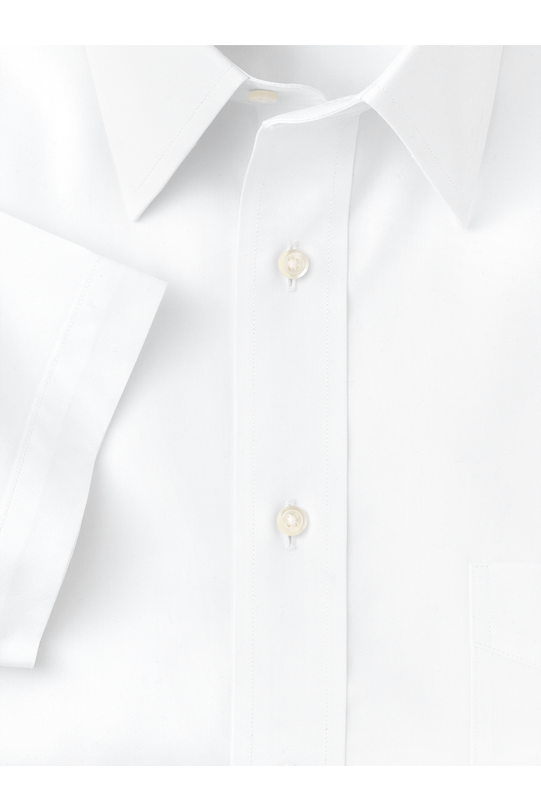 Non-iron Cotton Pinpoint Solid Point Collar Short Sleeve Dress Shirt, Alternate, color, White
