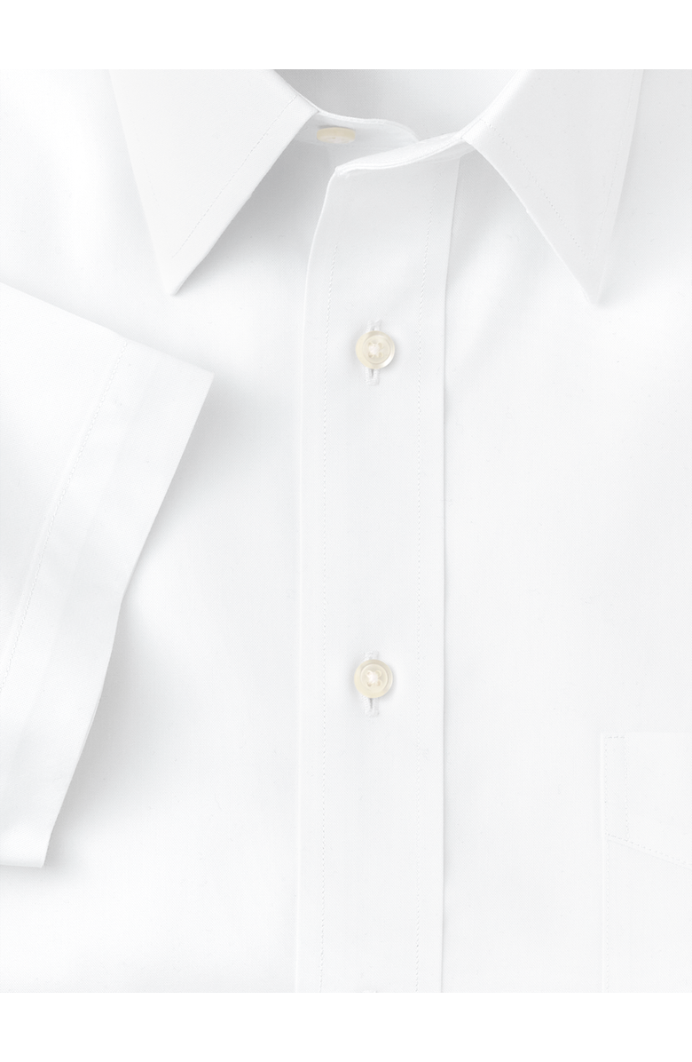 Paul Fredrick Non-iron Cotton Pinpoint Solid Point Collar Short Sleeve Dress Shirt, Alternate, color, White