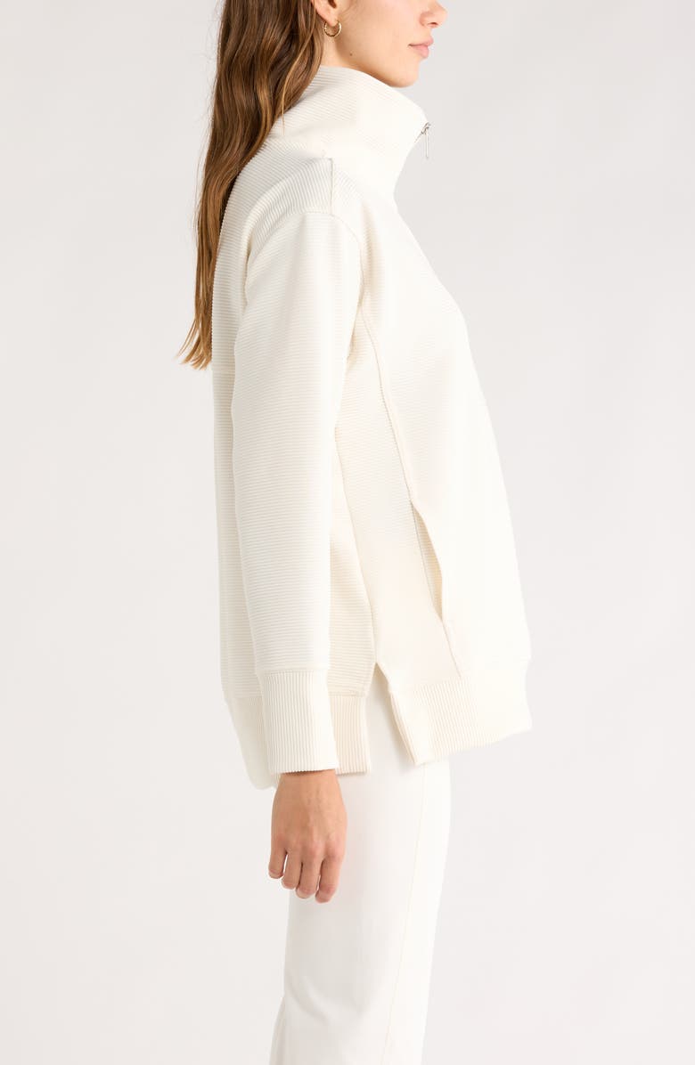 Zella Kickback Ottoman Half Zip Tunic, Alternate, color, Ivory Egret