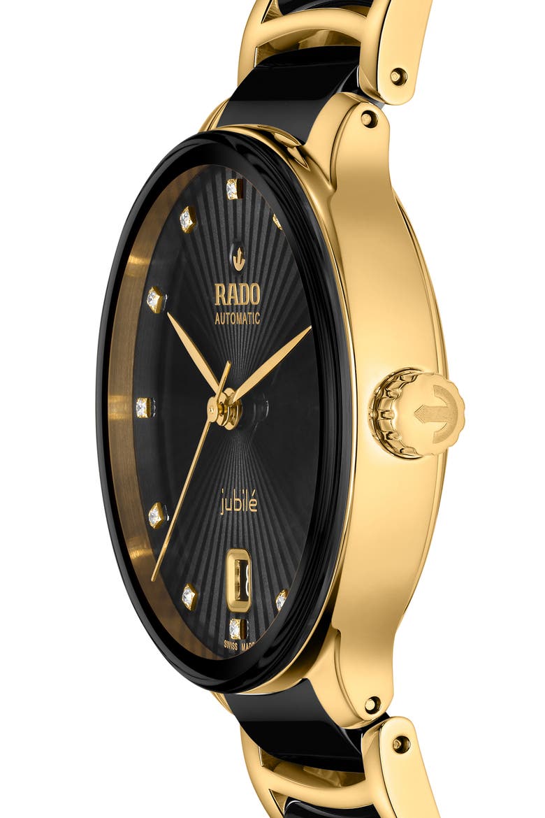Centrix Automatic Diamond Bracelet Watch, 35mm, Alternate, color, BLACK/ GOLD