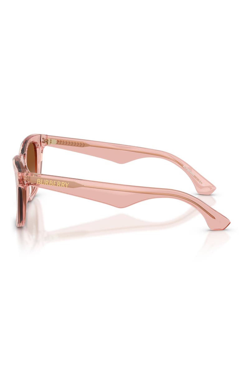 Kids' 46mm Small Square Sunglasses, Alternate, color, TRANSPARENT PINK / BROWN