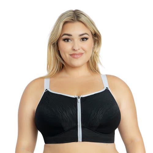 Parfait Wave Wire-free Zip Front Sports Bra In Black