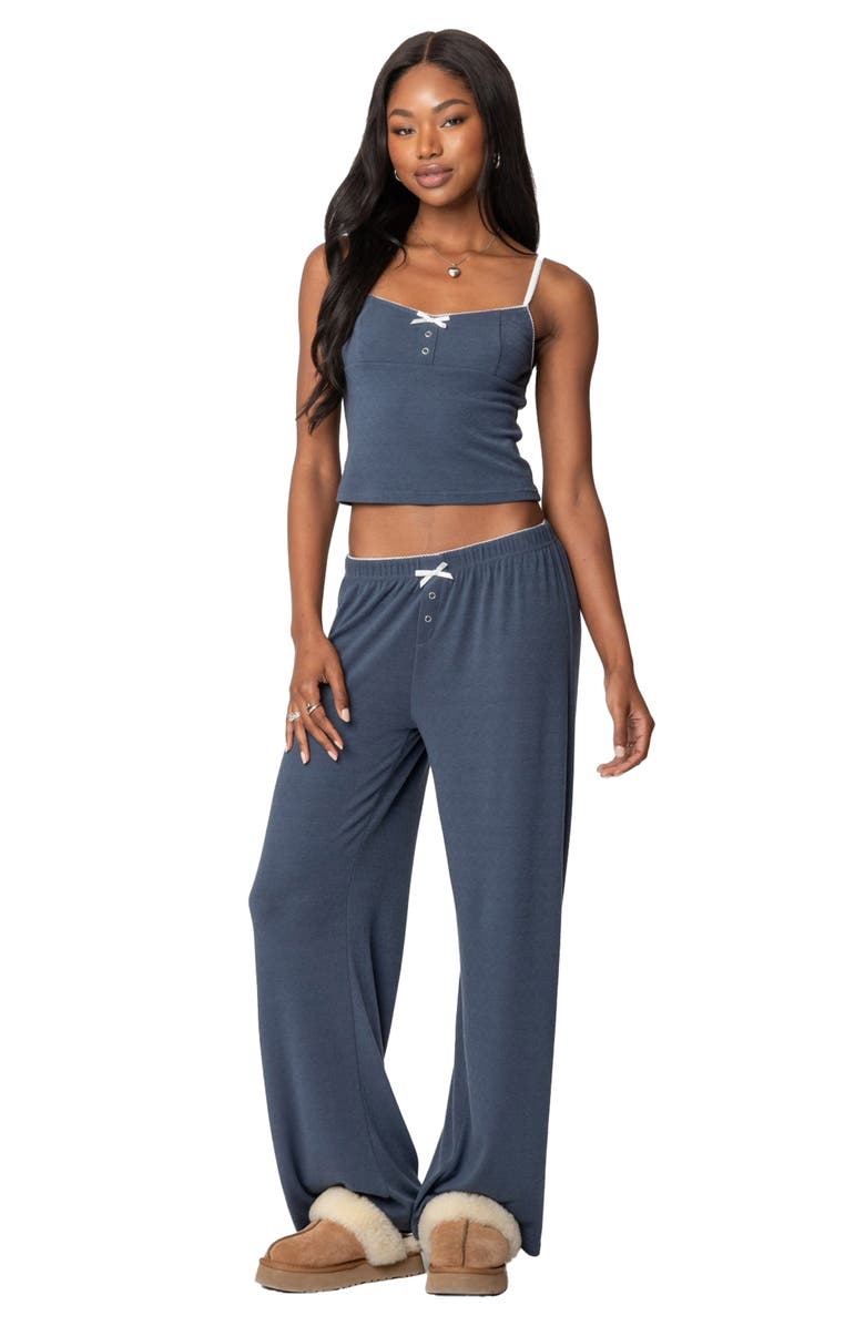 EDIKTED Kelo Pointelle Camisole, Alternate, color, Navy