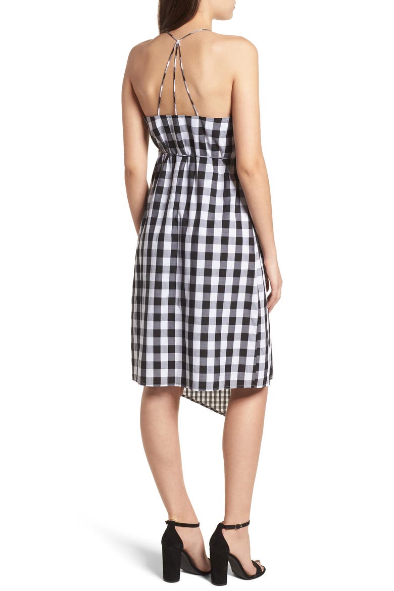 Mixed Gingham Print Wrap Dress, Alternate, color, BLACK LEXI GINGHAM