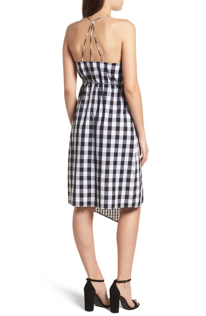 BP. Mixed Gingham Print Wrap Dress, Alternate, color,