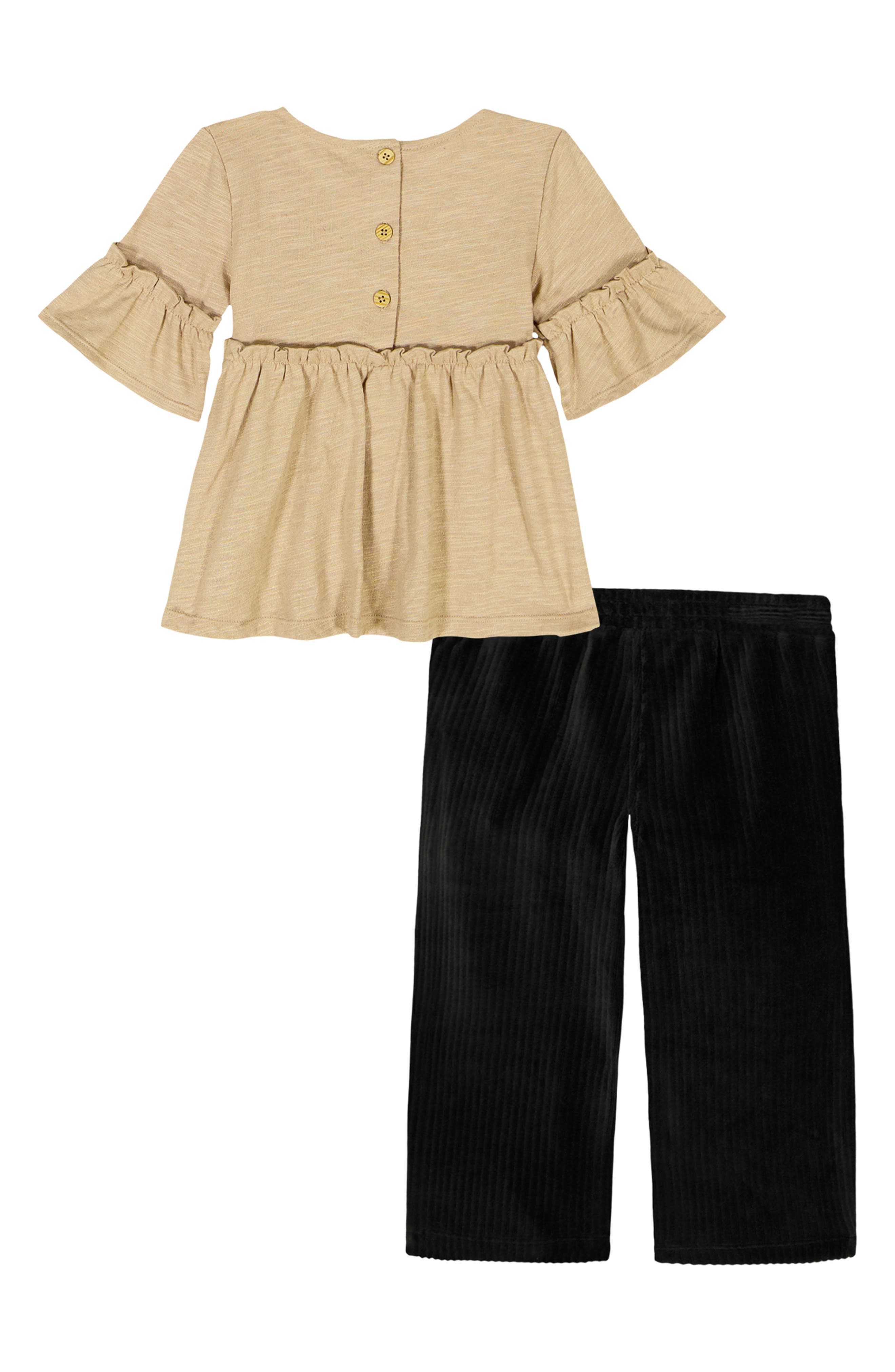 Ruffle Short Sleeve Peplum Top & Pants Set