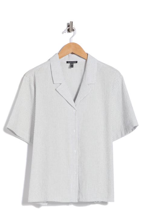 Grid Print Organic Cotton Camp Shirt (Plus)