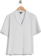 Eileen Fisher Grid Print Organic Cotton Camp Shirt