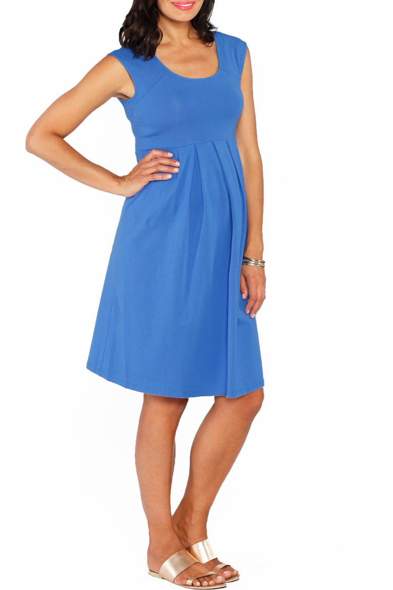 Stretch Cotton Maternity Dress, Main, color, BLUE