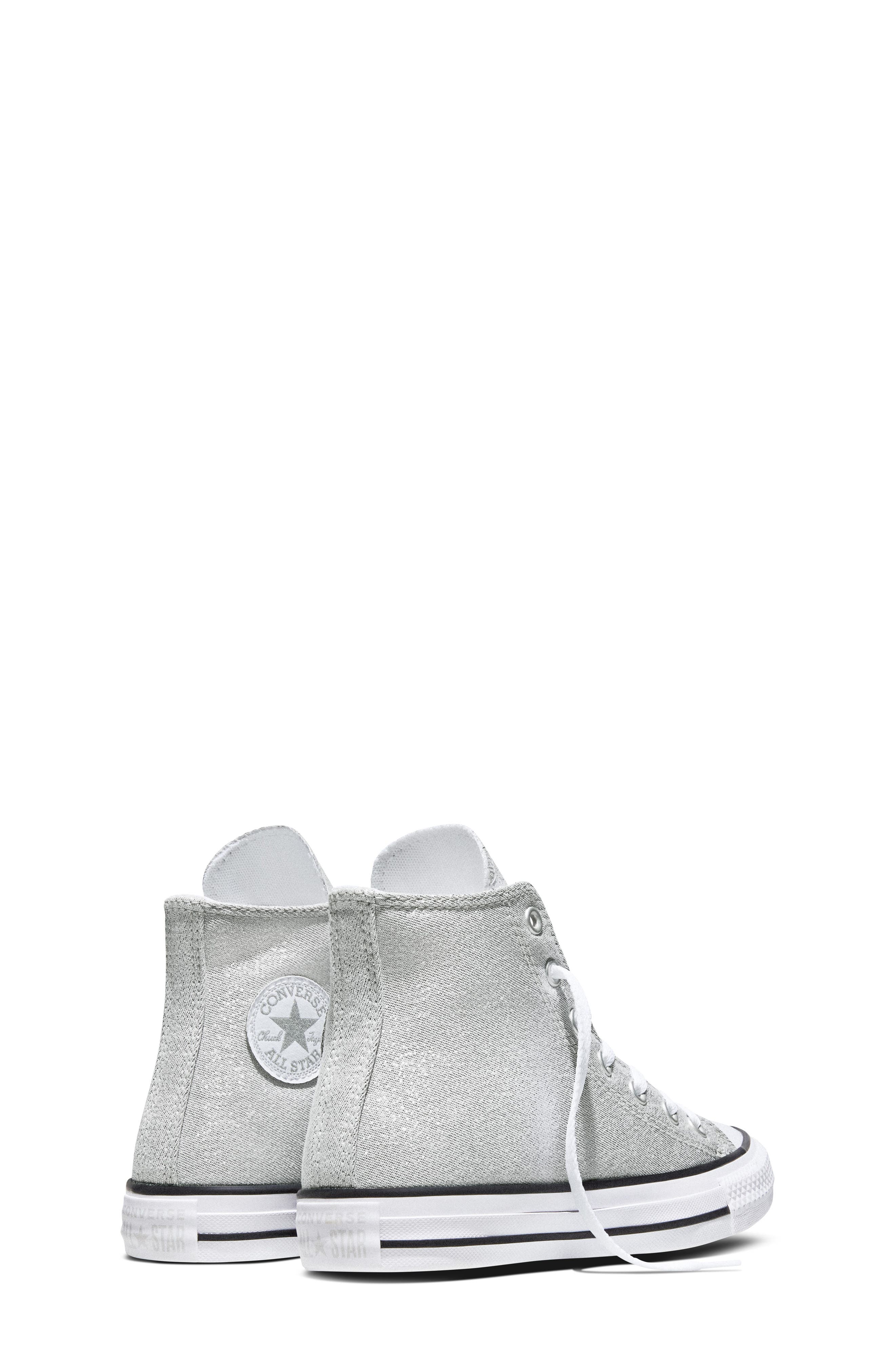 Converse Kids' Chuck Taylor<sup>®</sup> All Star<sup>®</sup> Shine High Top Sneaker, Alternate, color, Light Grey/ White/ Black