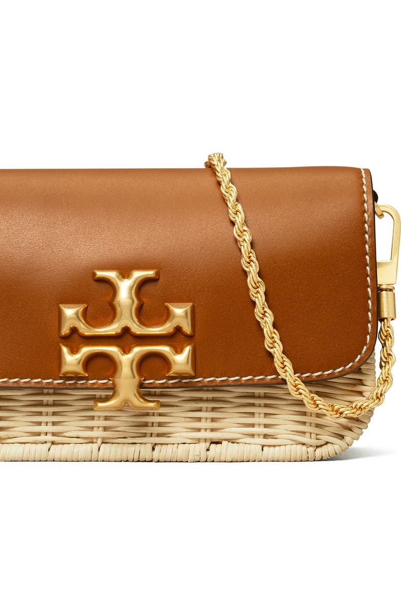 Tory Burch Eleanor Wicker & Leather Phone Crossbody Bag, Alternate, color,