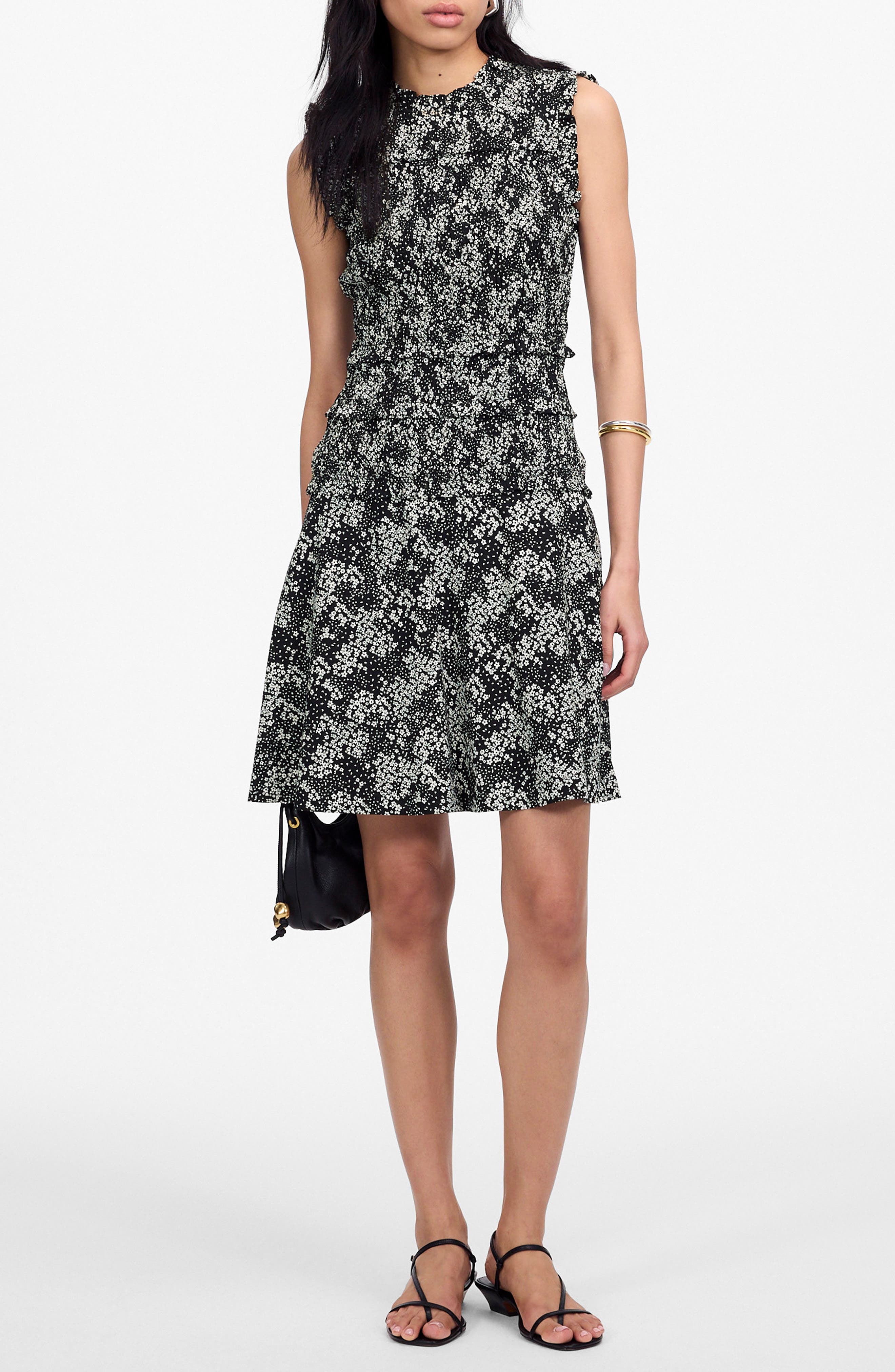 Madewell Floral Smocked Crewneck Minidress