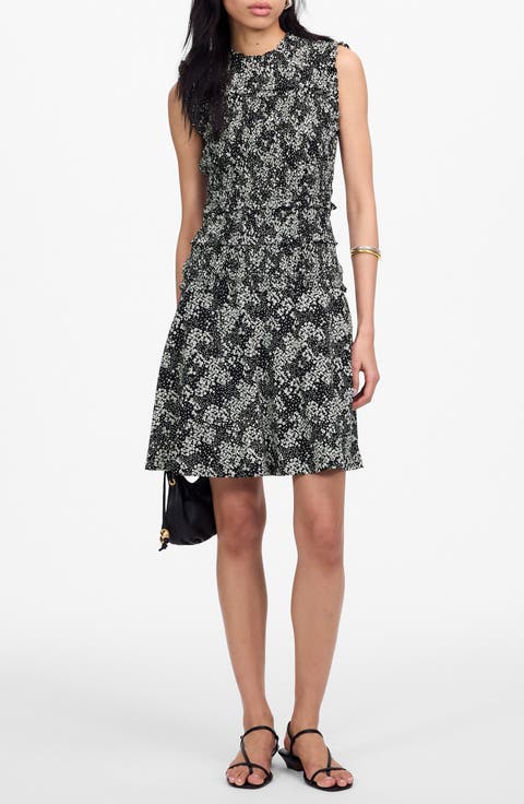 Floral Smocked Crewneck Minidress