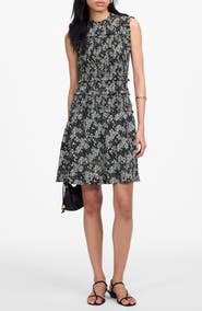 Madewell Floral Smocked Crewneck Minidress