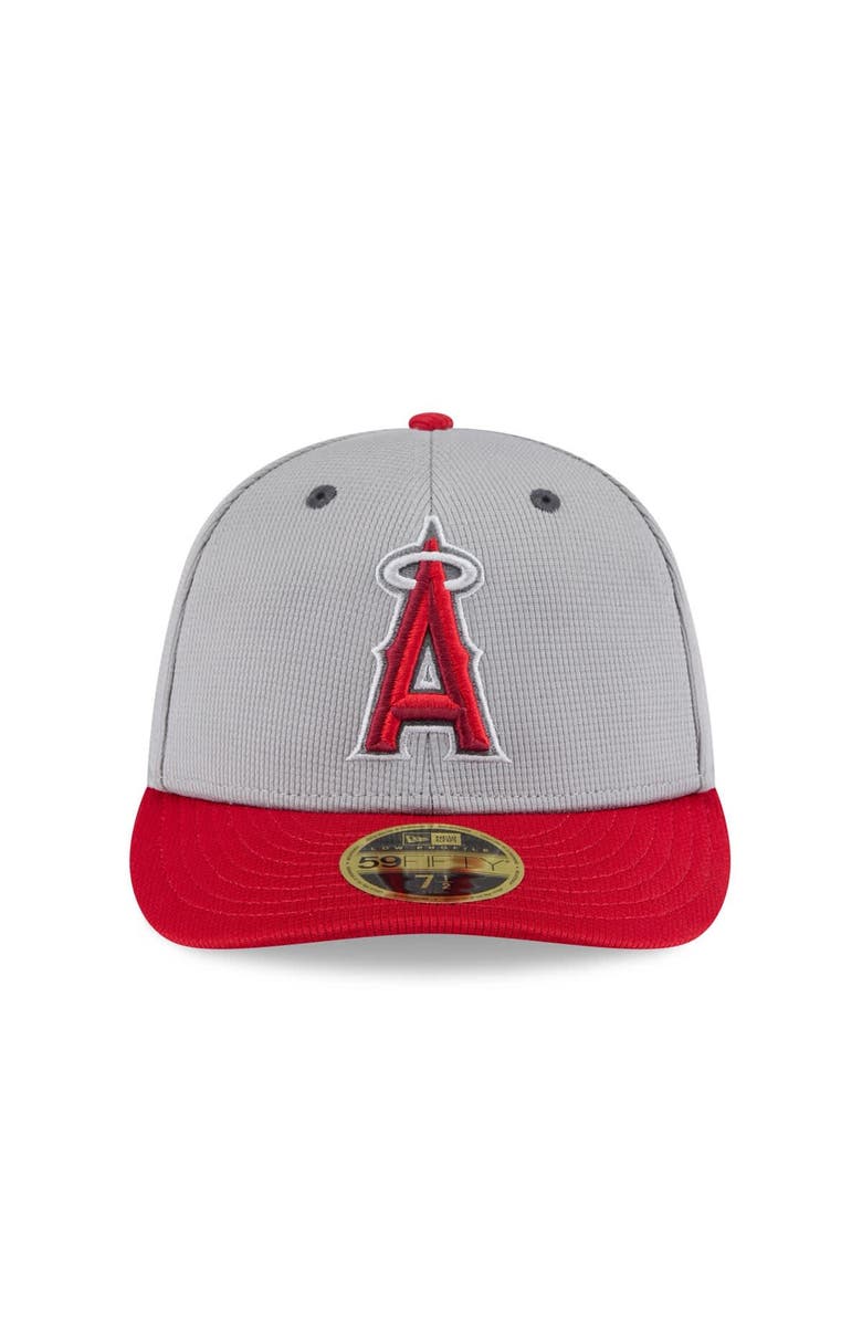 New Era Men's New Era  Gray/Red Los Angeles Angels 2025 Batting Practice Low Profile 59FIFTY Fitted Hat, Alternate, color, 