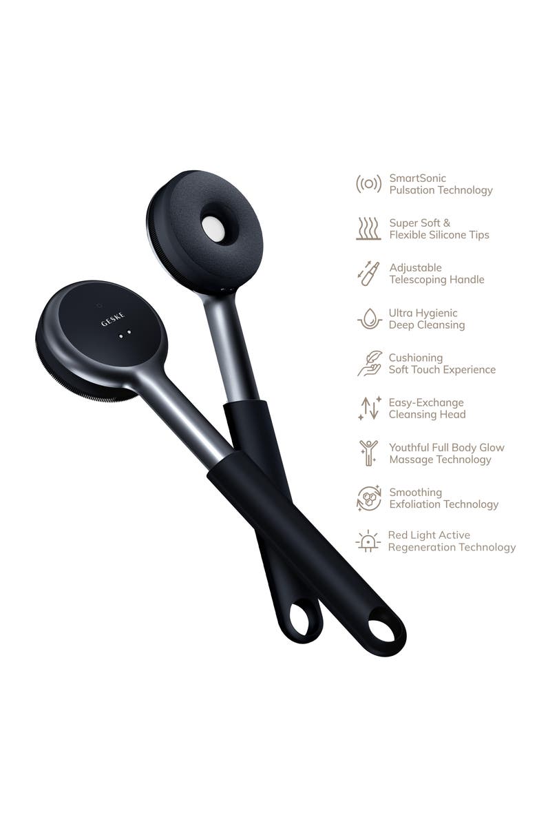 GESKE SmartAppGuided Sonic LED Full-Body Brush & Intensive Exfoliator | 9 in 1, Alternate, color, Black