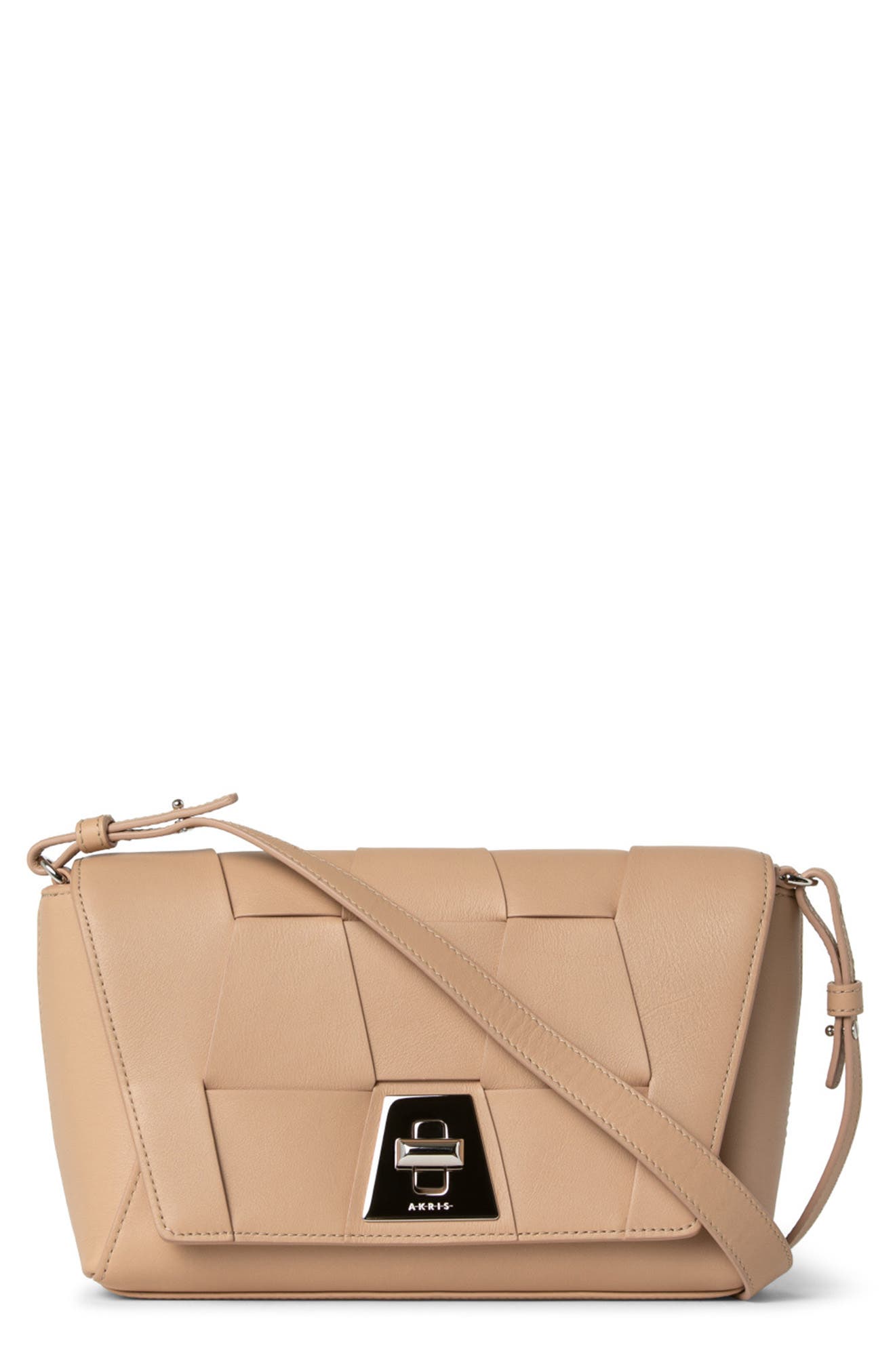 Akris Small Anouk Braided Trapezoid Leather Crossbody Bag, Main, color, 