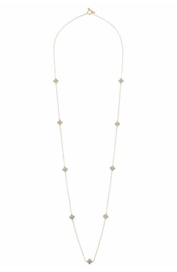Juvell Cubic Zirconia Clover Station Chain Long Necklace In Gold