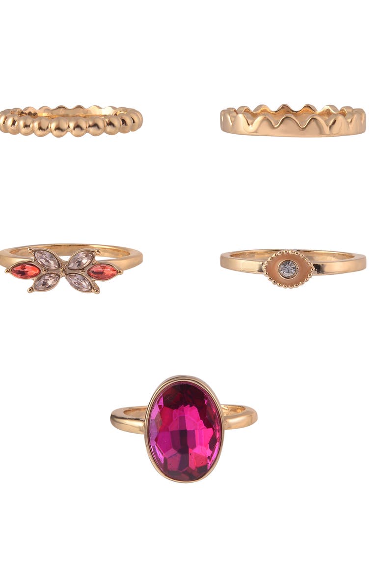 Laundry by Shelli Segal Set of 5 Assorted Stackable Rings, Alternate, color, Gold Multi