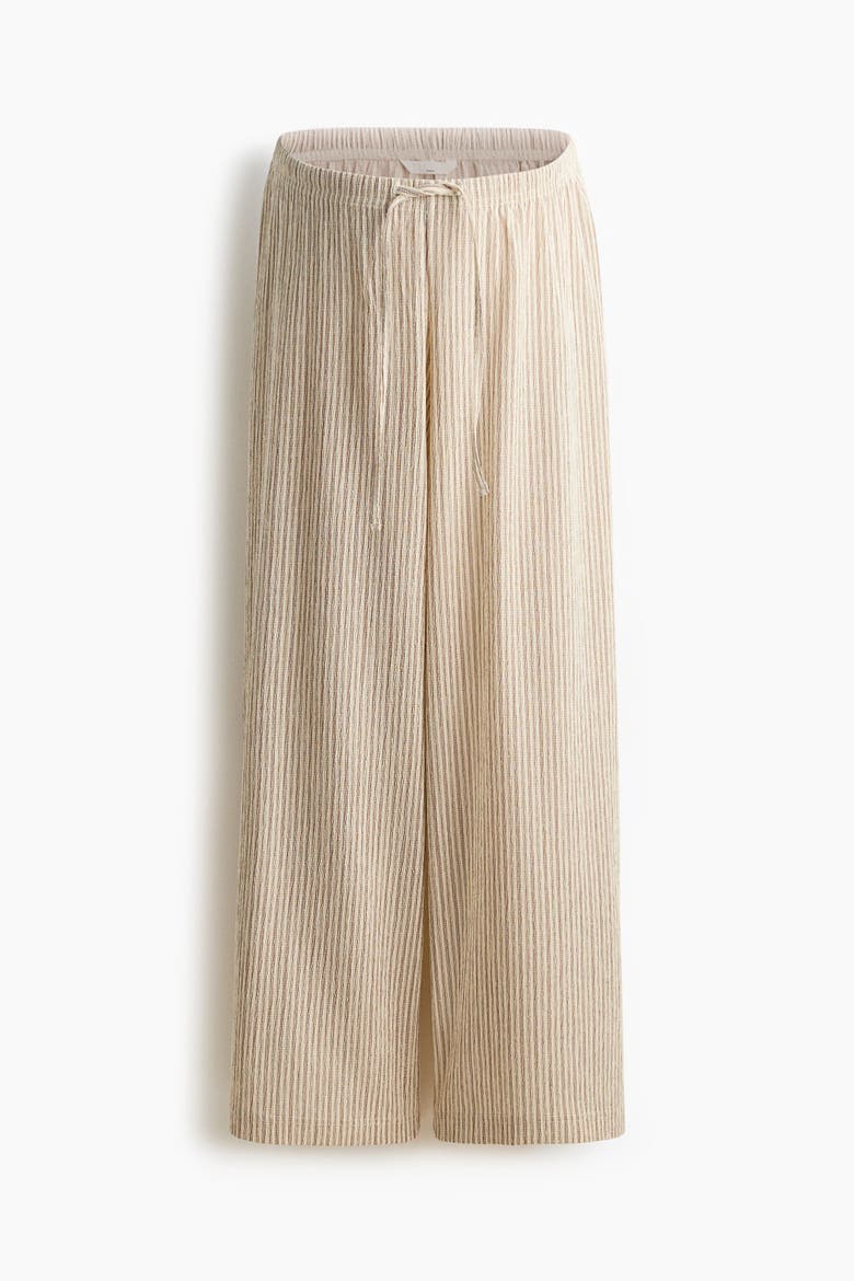 Mama Textured Drawstring Trousers, Alternate, color, Light beige/striped
