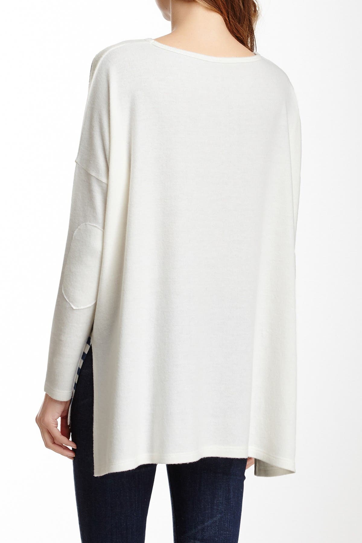 Dolman Elbow Patch High/Low Sweater - image 2