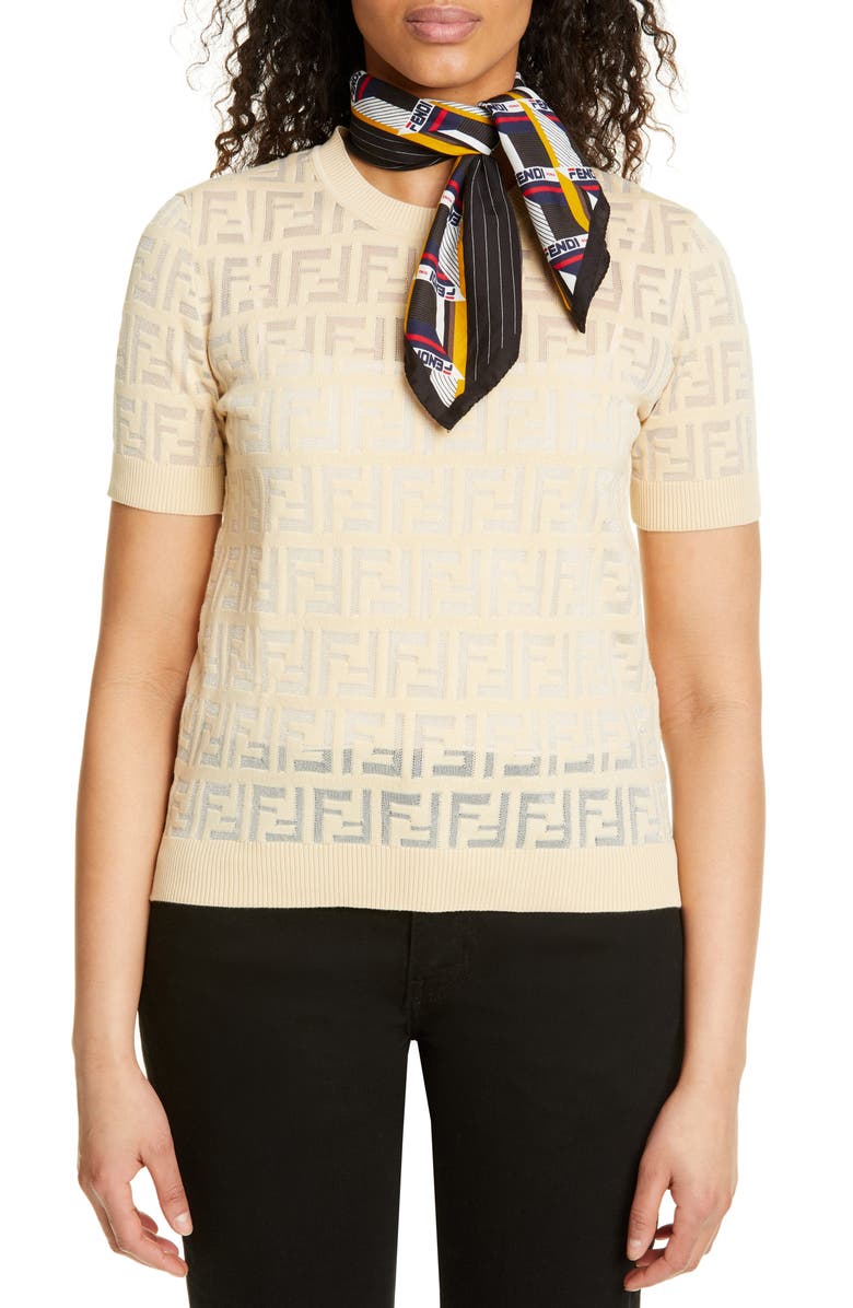 Fendi x FILA Print Square Cotton & Silk Scarf, Alternate, color,