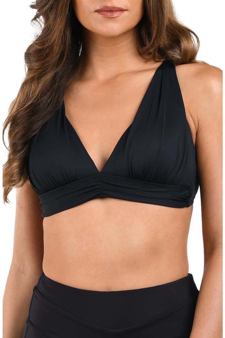 Shirred Bikini Top, Main, color, BLACK