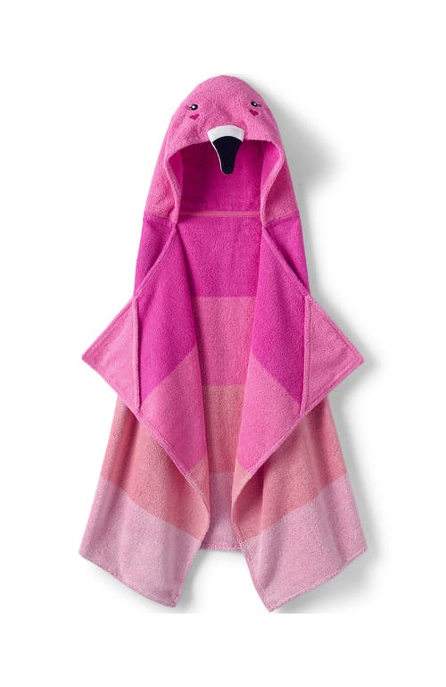 Lands' End Kids Cotton Hooded Towel In Pink Flamingo