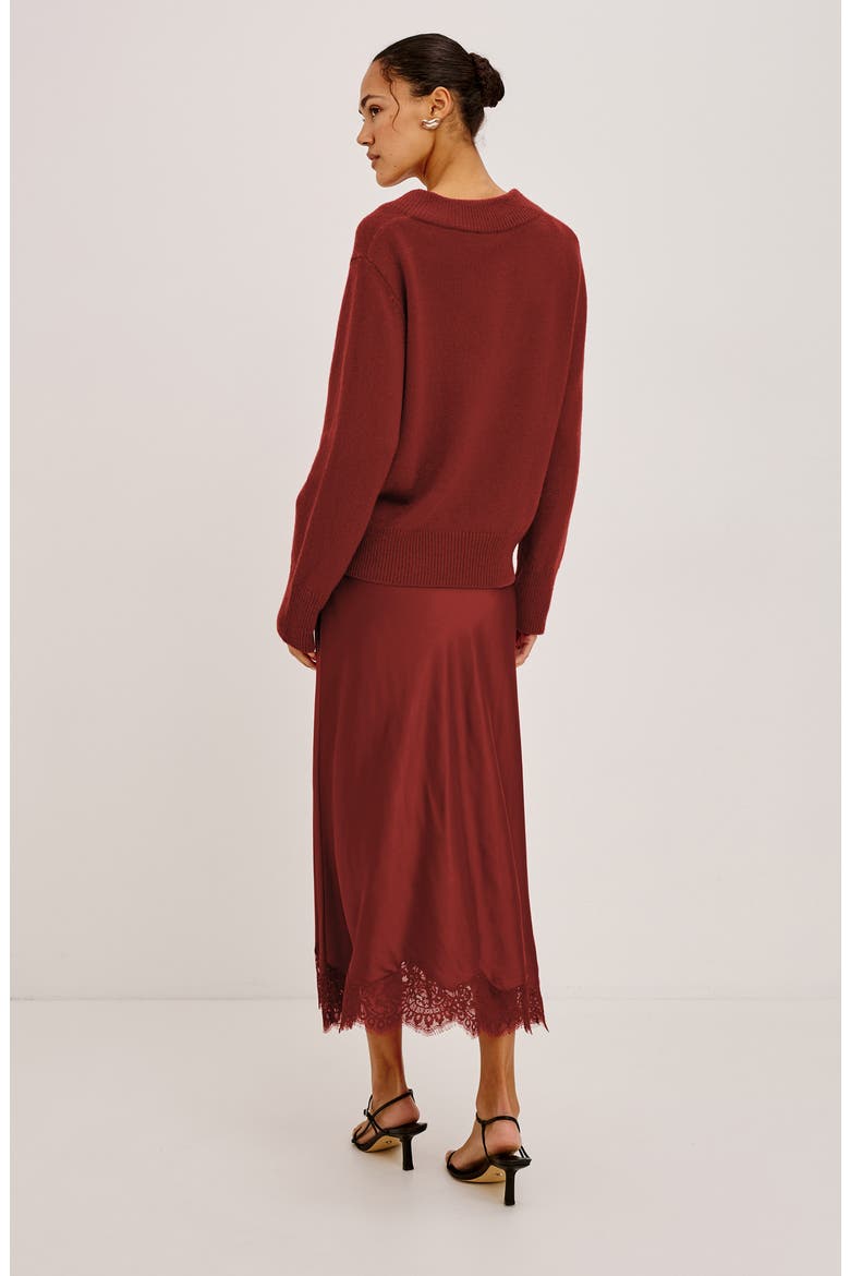 Lidya Cotton, Wool & Cashmere Sweater, Alternate, color, CRIMSON