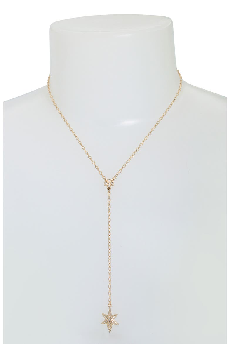Faux Pearl Star Charm Y-Necklace, Alternate, color, GOLD