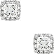 Frankie & Zoe 10K White Gold Lab Grown Princess Cut Diamond Halo Stud Earrings