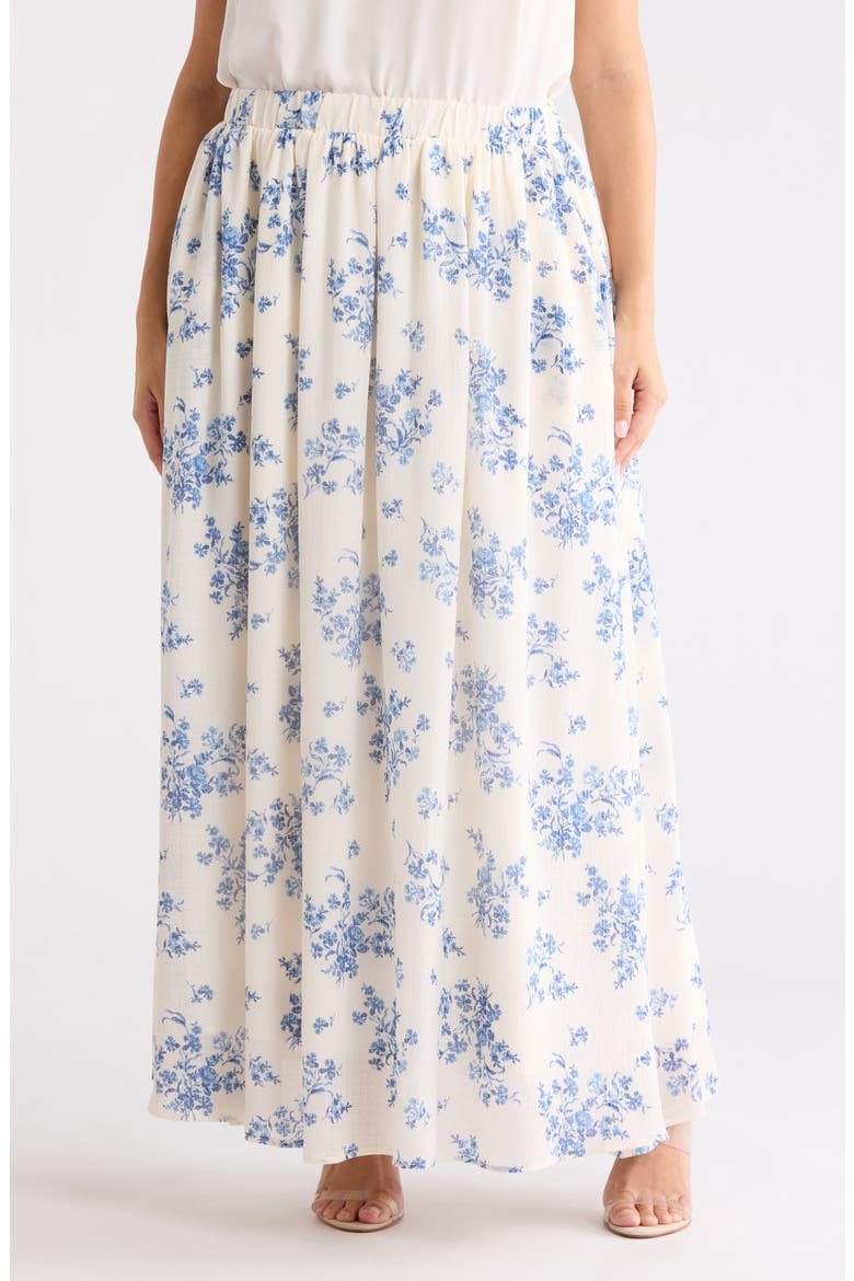 Leopard Print Flared Midi Skirt, Main, color, IVORY/ BLUE