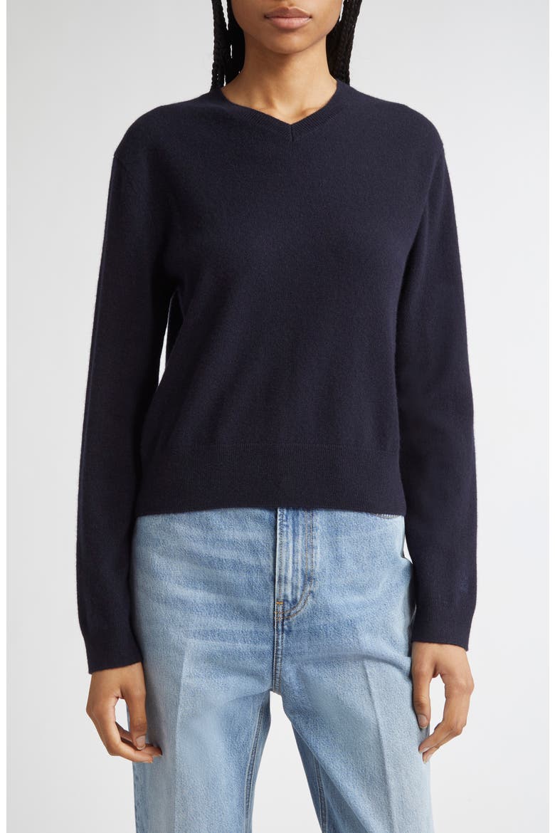 Classic V-Neck Cashmere Sweater, Main, color, NAVY