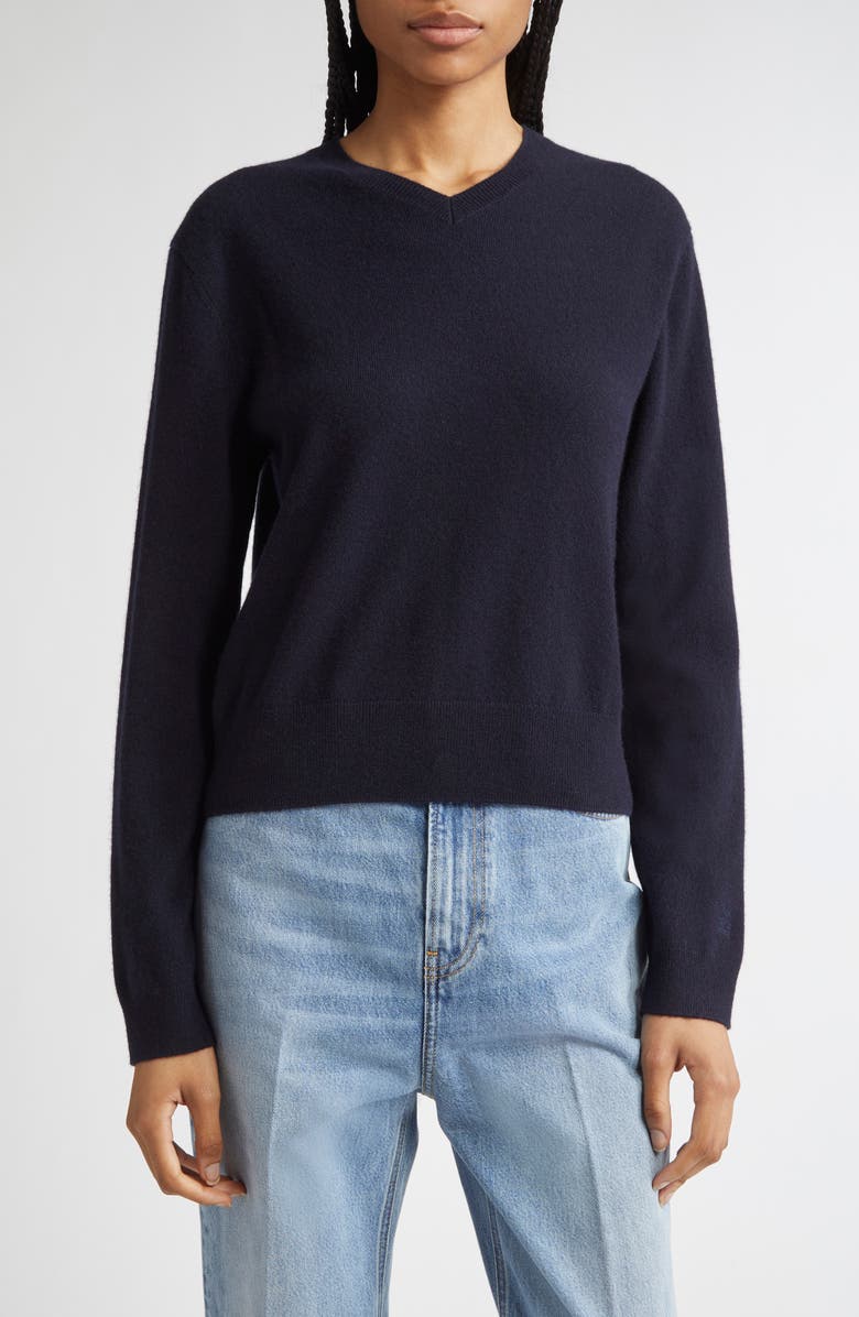 TOTEME Classic V-Neck Cashmere Sweater, Main, color, Navy