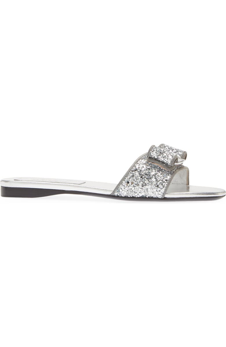 FERRAGAMO Vicky Glitter Bow Slide Sandal, Alternate, color,