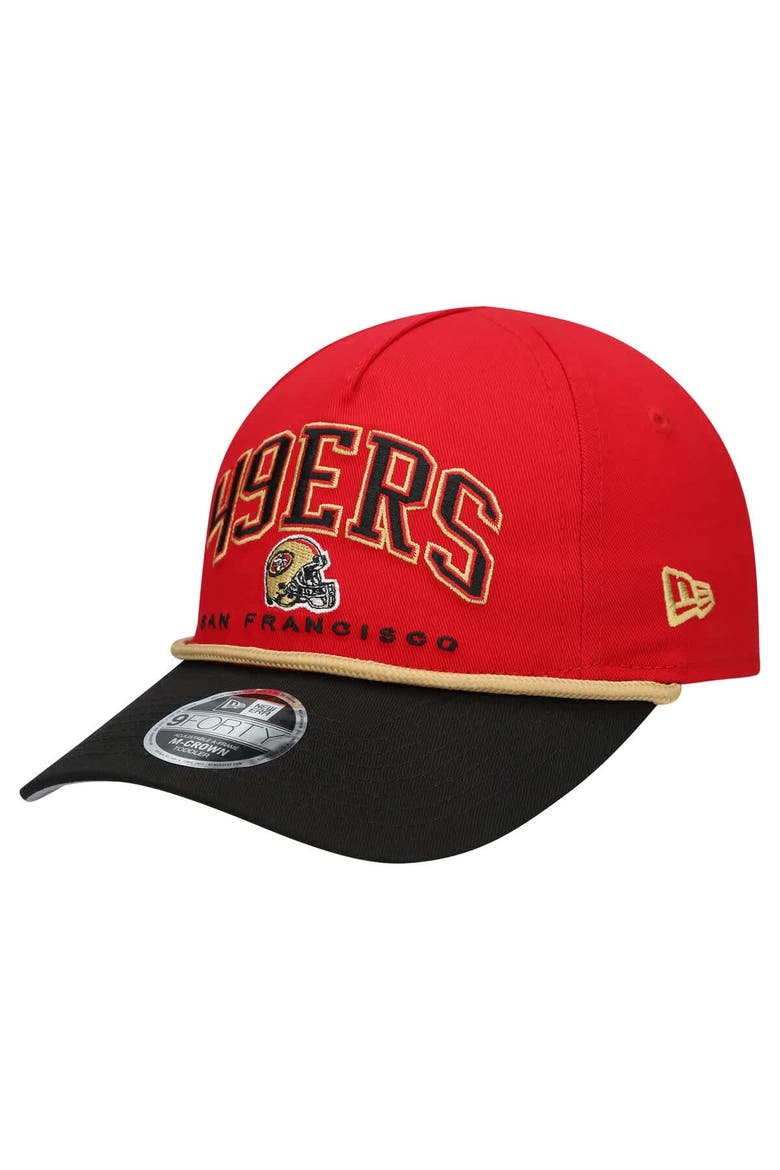 Toddler New Era  Scarlet/Black San Francisco 49ers  Arch COOLERA 9FORTY A-Frame Adjustable Hat, Main, color, Scarlet
