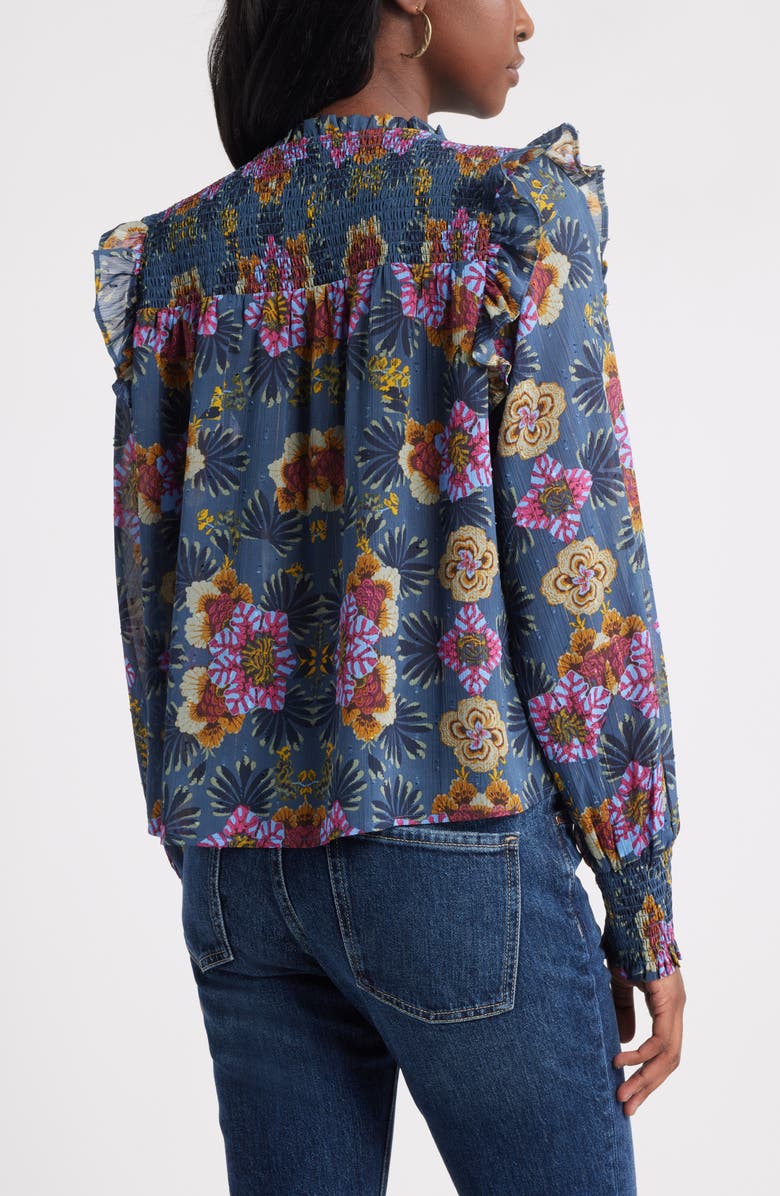 Treasure & Bond Smock Yoke Top, Alternate, color, Green Gables Blooming