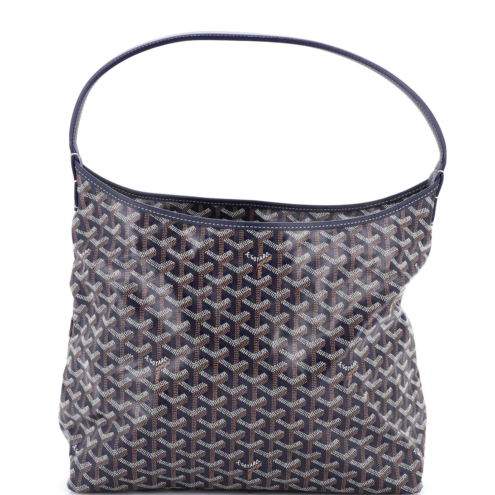 Pre-Owned Goyard Boheme Hobo Printed Coated Canvas, Main, color, Blue