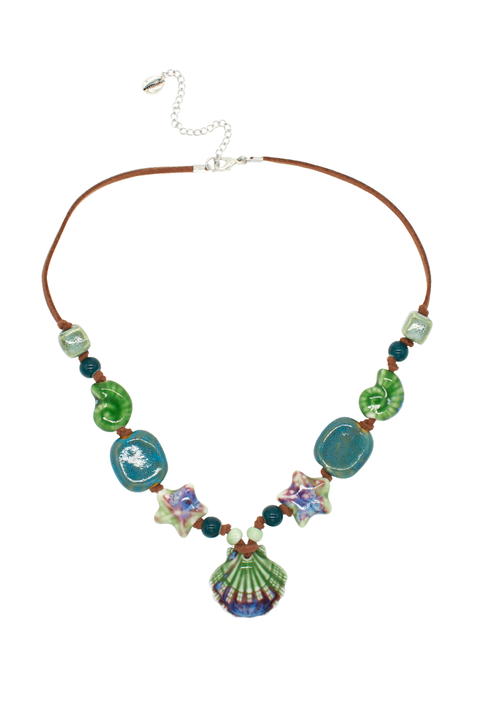 Ceramic Seashell Suede Cord Necklace
