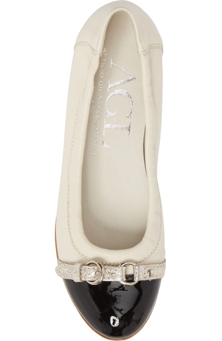 AGL Monika Cap Toe Ballet Flat, Alternate, color, Chalk-Gess-Gold