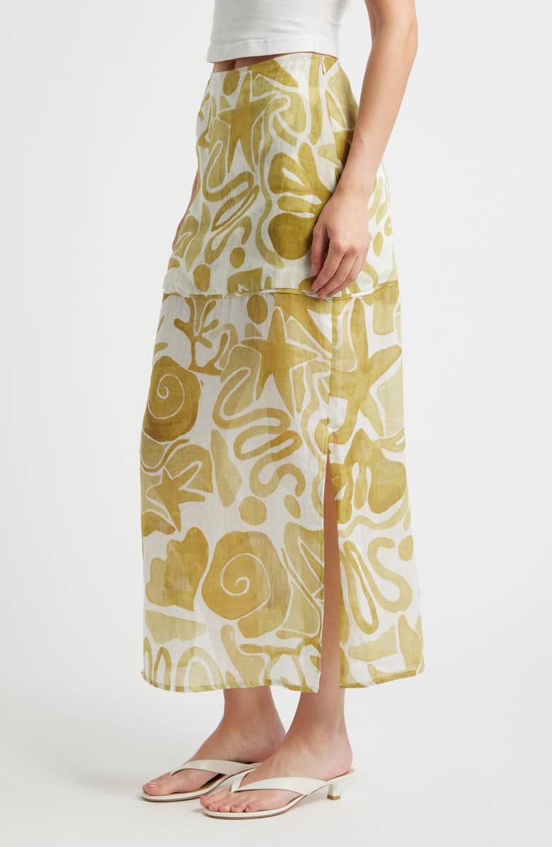 A.REN Irisa Print Linen Maxi Skirt, Alternate, color, Light Olive