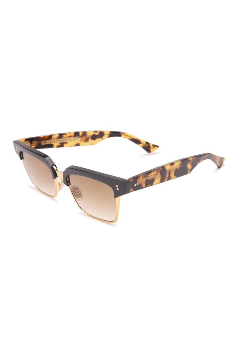 1348 53mm Square Sunglasses, Alternate, color, BLACK TAXI / GOLD / BROWN LENS
