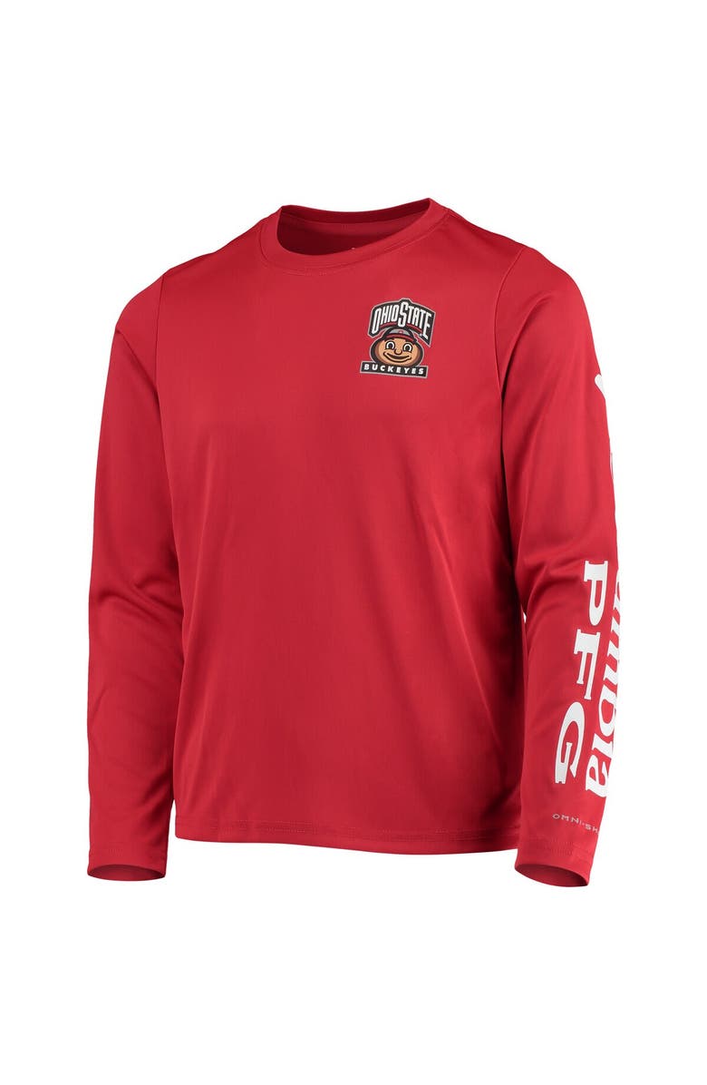 Columbia Youth Scarlet Ohio State Buckeyes PFG Terminal Tackle Long Sleeve Omni-Shade T-Shirt, Alternate, color, 
