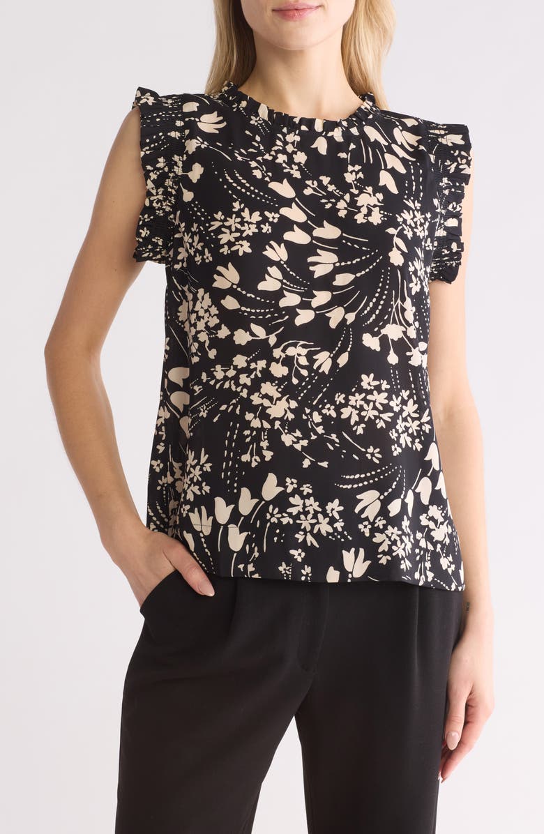 DR2 by Daniel Rainn Ruffle Trim Animal Print Top, Main, color, 