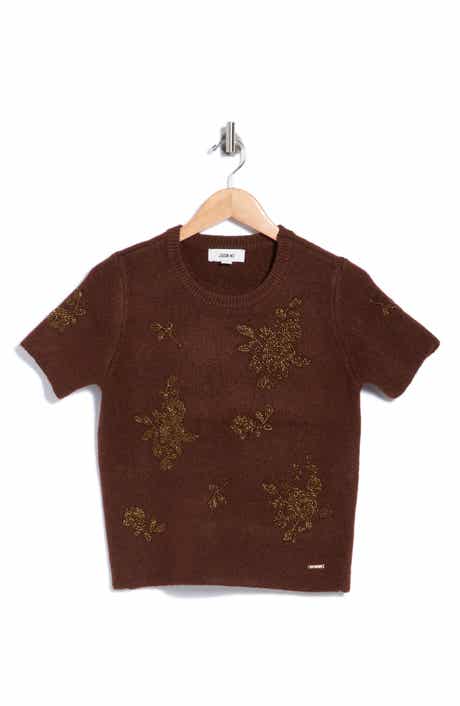 Beaded Short Sleeve Sweater